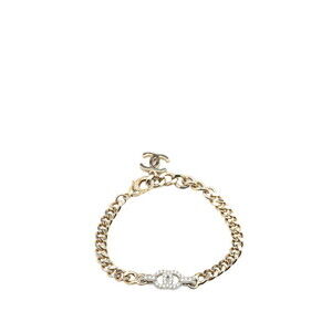 CHANEL Silver Logo Charm Bracelet